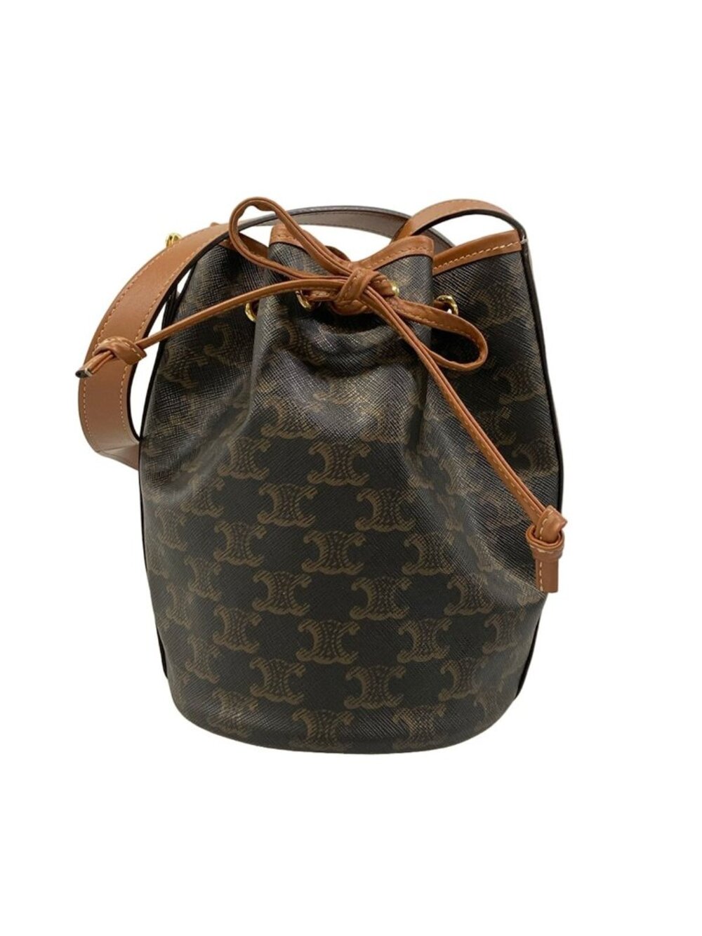 Celine Shoulder Bag Small Drawstring Triomphe Canvas